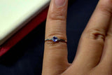 0.3ct Engagement Ring Oval Cut Tanzanite Trilogy Minimalist 14k White Gold Over