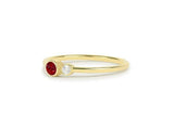 0.4ct Round Pink Ruby Two Stone Minimalist Engagement Ring 14k Yellow Gold Over