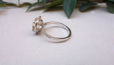 2ct Cushion Cut Peach Morganite Engagement Ring 14k White Gold Over Diamond Halo