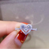 1.7ct Princess & Round Cut Diamond Engagement Ring 14k White Gold Finish Halo