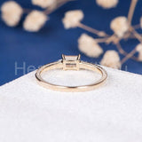 1ct Baguette Cut Simulated Morganite Round Accents Ring 14k Rose Gold Plated
