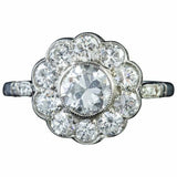 2ct Round Cut Diamond Engagement Ring Halo Milgrain Vintage 14k WhiteGold Finish