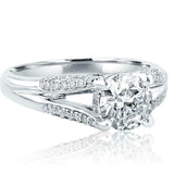 1.54ct Round Cut Diamond Engagement Ring Split Band Solitaire 14k WhiteGold Over