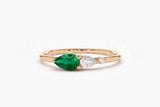0.2ct Pear Cut Simulated Emerald Cluster Engagement Ring 14k Yellow Gold Plated