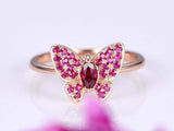 2.4ct Marquise Cut Pink Ruby Engagement Ring Butterfly Design 14k Rose Gold Over