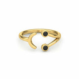 0.2ct Round Cut Black Diamond Engagement Ring Smiley Face 14k Yellow Gold Finish