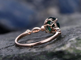 1.7ct Oval Green Emerald Engagement Ring Accent with Solitaire 14k RoseGold Over