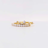 0.2ct Round Cut Moissanite Minimal Crown Engagement Ring 14k Yellow Gold Plated