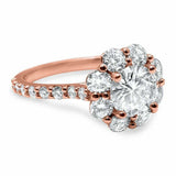2.5ct Round Cut Diamond Engagement Ring Halo Floral Solitaire 14k Rose Gold Over