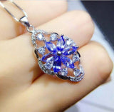 3ct Tanzanite Marquise Cut Floral Cocktail Pendant 14k White Gold Over NO CHAIN