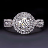4.5Ct Round Cut Diamond Dual Halo Cocktail Engagement Ring 18K White Gold Finish