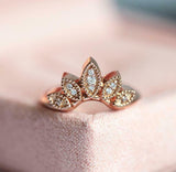 1.5ct Round Cut Diamond Engagement Ring Crown Bridal Set 14k Rose Gold Finish