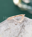 0.15ct Round Cut Moissanite Minimalist Women Wedding Band 14k Rose Gold Plated