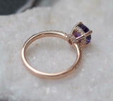 1.3ct Engagement Ring Oval Cut Purple Amethyst Hidden Halo 14k Rose Gold Finish