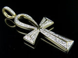 1.2ct Round Cut Diamond Pendant Egyptian Ankh Cross Charm 14k Yellow Gold Finish