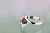 0.5ct Round Cut Red Garnet Engagement Ring Solitaire ByPass 14k WhiteGold Finish