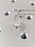 1ct Round Cut Moissanite Solitaire Pendant with Chain 14k White Gold Plated
