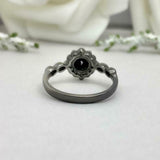 1.5ct Engagement Ring Round Cut Black Diamond Halo Vintage 14k Black Gold Finish