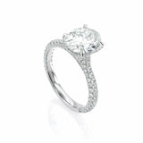 5Ct Oval Cut VVS1 Diamond Accent Hidden Halo Engagement Ring 14K White Gold Over