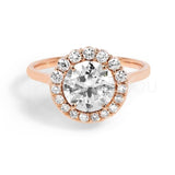 2.3ct Round Cut Moissanite Solitaire Halo Engagement Ring 14K Yellow Gold Plated