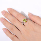 2.4ct Engagement Ring Oval Cut Green Peridot Split Shank 14k White Gold Finish