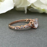 Accents Solitaire Engagement Ring 1.5ct Round Cut Diamond 14k Rose Gold Finish