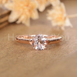 0.6ct Round Cut Simulated Peach Morganite Solitaire Ring 14k Rose Gold Plated