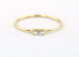 0.3ct Engagement Ring Baguette Cut Diamond Minimalist 14k Yellow Gold Finish