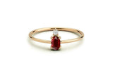 0.4ct Oval Pink Ruby Two Stone Minimalist Engagement Ring 14k Yellow Gold Finish