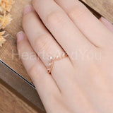0.2ct Round Cut Moissanite Chevron Leaf Women Wedding Band 14k Rose Gold Plated