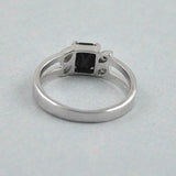 1.5ct Engagement Ring Emerald Cut Blue Sapphire Split Shank 14k WhiteGold Finish