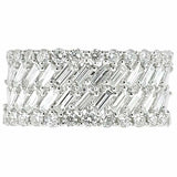 4ct Baguette Cut Diamond Wedding Band Dual Row Iced Wide 14k White Gold Finish