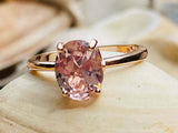 2.5ct Engagement Ring Oval Cut Peach Morganite Solitaire 14k Yellow Gold Finish