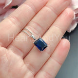 1ct Radiant Simulated Sapphire Solitaire Pendant 14k White Gold Plated NO CHAIN