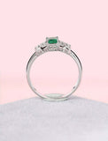 2ct Green Emerald Cut Engagement Ring Solitaire with Accents 14k White Gold Over