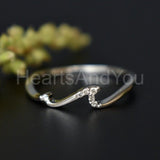 0.07ct Round Cut Moissanite Wave Dainty Engagement Ring 14K Rose Gold Plated