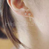 0.2ct Round Cut Moissanite Tiny Minimalist Drop Earrings 14k Yellow Gold Plated