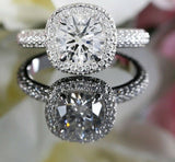 3ct Round Cut Diamond High Halo Solitaire Engagement Ring 14k White Gold Finish