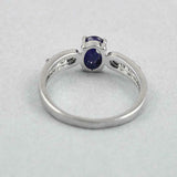 1ct Engagement Ring Oval Cut Sapphire Round Diamond Accent 14k White Gold Finish