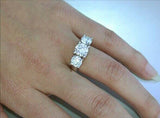 3Ct Round Cut VVS1 Diamond Classic Engagement Trilogy Ring 14K White Gold Finish