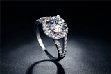 2Ct Round Cut VVS1 Diamond Split Band Halo Engagement Ring 18K White Gold Finish