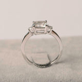 1.54ct Cushion Cut Peach Morganite Engagement Ring Trilogy 14k White Gold Finish