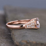 2.3ct Engagement Ring Round Cut Diamond Solitaire with Accent 14k Rose Gold Over