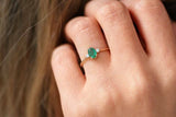 0.5ct Engagement Ring Oval Cut Emerald Minimalist Trilogy 14k Yellow Gold Finish