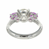 2ct Round Cut Diamond Pink Sapphire Trilogy Engagement Ring 14k White Gold Over