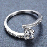 1.6ct Round Cut Diamond Engagement Ring 14k White Gold Finish Bypass Solitaire