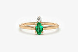 0.4ct Engagement Ring Oval Cut Emerald Two Stone Minimalist 14k Rose Gold Over