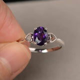 1ct Oval Purple Amethyst Promise Solitaire Engagement Ring 14k White Gold Finish