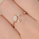 Open Crab Engagement Ring 0.5ct Round Cut VVS1D Diamond 14k Rose Gold Finish