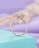 1.7ct Round Cut Diamond Engagement Ring Floral Cluster Halo 14k Rose Gold Finish